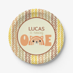 Boho Rainbow Woodland Fox Erster Geburtstag Pappteller