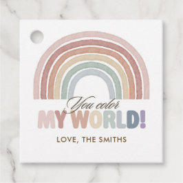 Boho Rainbow You Color My World Valentine Gift Tag Geschenkanhänger
