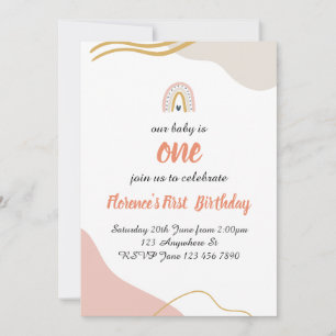 Boho Rainbow zum ersten Geburtstag Einladung