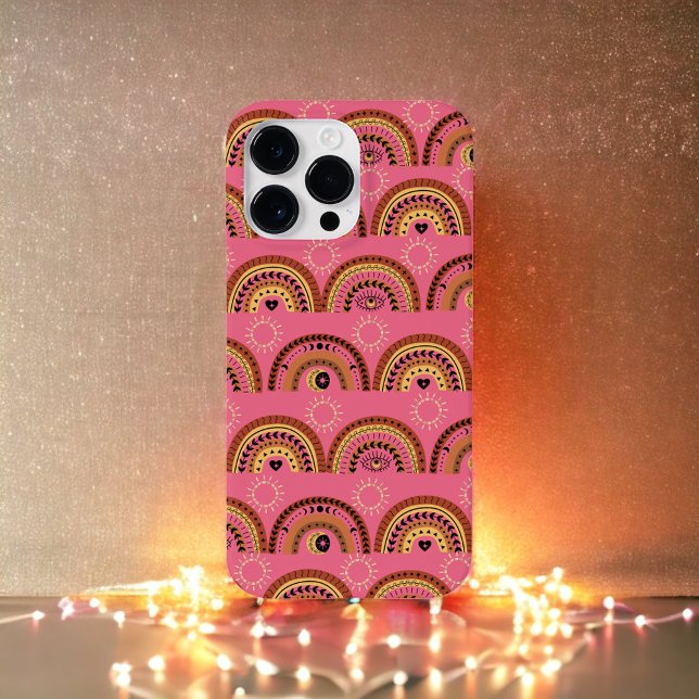 Boho Rainbows Mystical Eye Pink Gold Design Case-Mate iPhone Hülle (Von Creator hochgeladen)