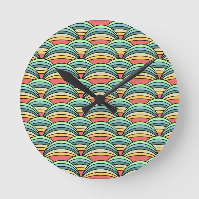 Boho Rainbows Runde Wanduhr (Vorderseite)