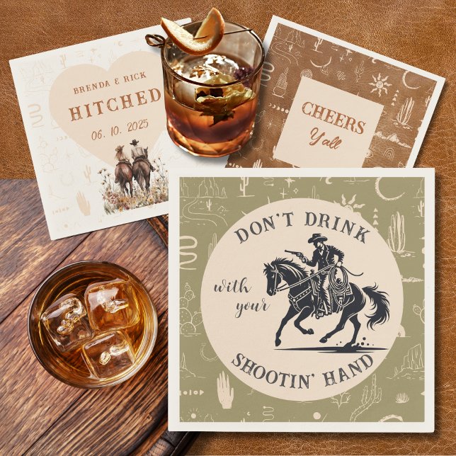 Boho Ranch Wedding Cowboy Paper Cocktail Napkin Serviette (Von Creator hochgeladen)