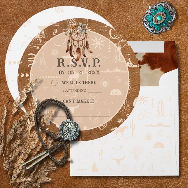Boho Ranch Wild West Wüste Tan Response RSVP Karte (Von Creator hochgeladen)