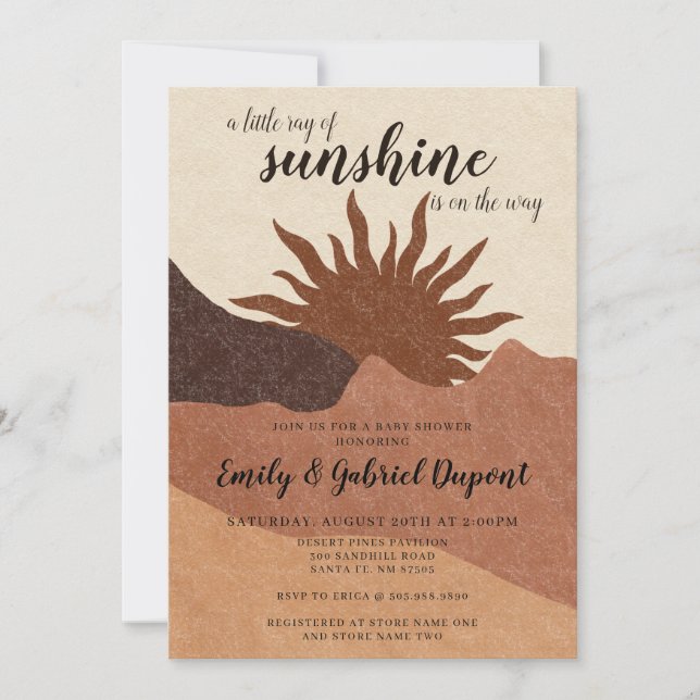 Boho Ray of Sunshine Baby Shower Einladung (Vorderseite)
