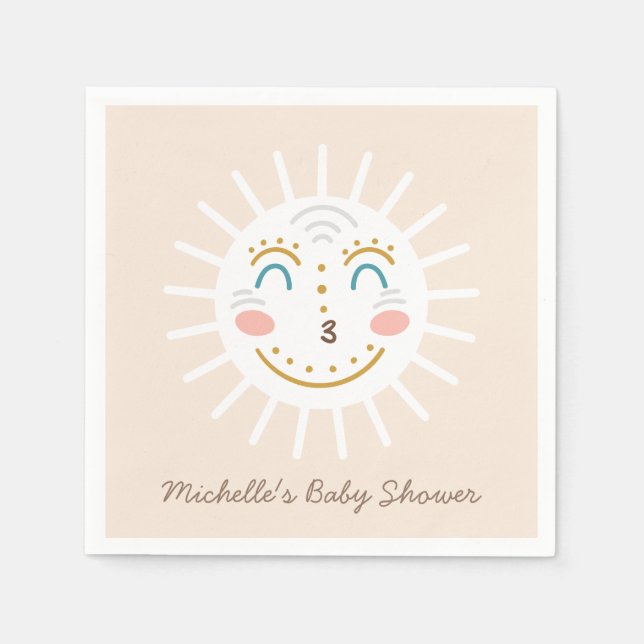 Boho Ray von Sonnenschein mit Text Serviette (Vorderseite)