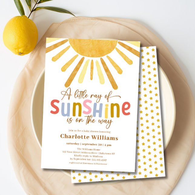 Boho Ray von Sunshine Baby Shower Einladung (Von Creator hochgeladen)