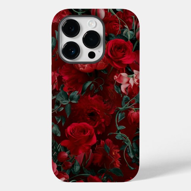 Boho Red Aesthetic Floral Background Case-Mate iPhone Hülle (Rückseite)