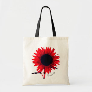 Boho Red Black Sunflower Elegante Tragetasche