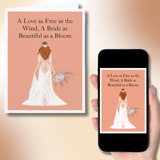 Boho Red Hair Bridge Brautparty Glückwunsch Karte (Von Creator hochgeladen)