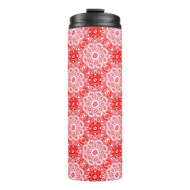 Boho Red Medallion Thermal Tumbler Thermosbecher (Vorderseite)