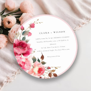 Boho Red Pink Rose Blume Wasserfarbenhochzeit Einladung