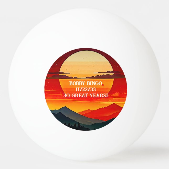 BOHO RED SUNSET Design Tischtennisball (Vorderseite)