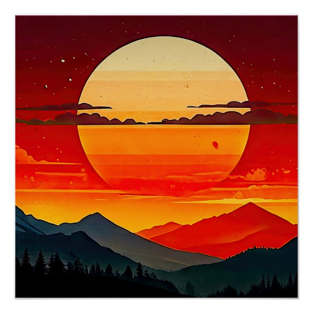 BOHO RED SUNSET POSTER (Vorderseite)