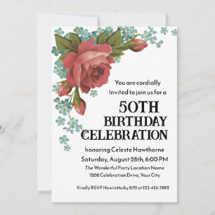 Boho Red und Green 50. Geburtstagsparty Einladung