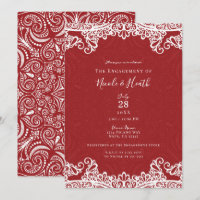Boho Red & White Lace Bold Pattern Verlobung