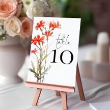 Boho Red Wildflowers Script Wedding