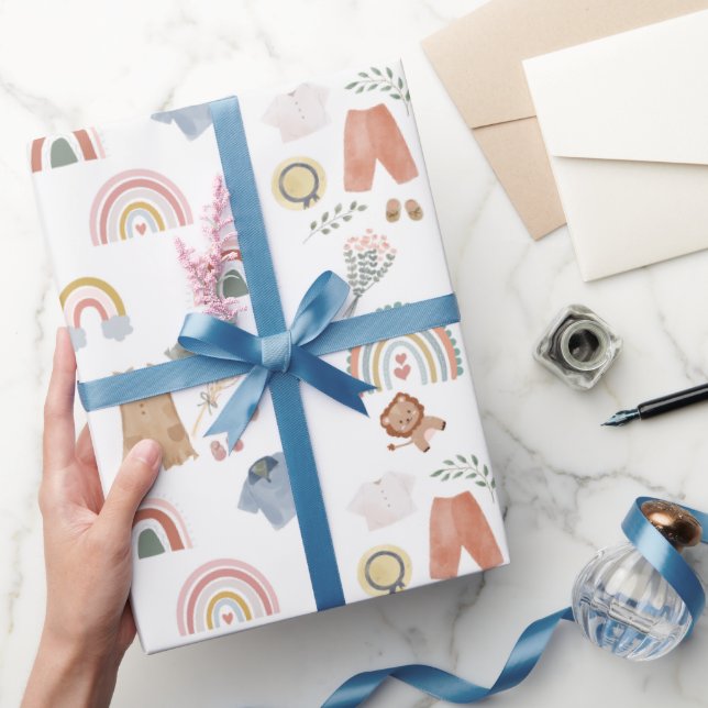 Boho Regenbogen Aquarell Babyduschpapier Geschenkpapier (Schenken)