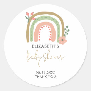Boho-Regenbogen-Baby-Einweihung Danke Runder Aufkleber