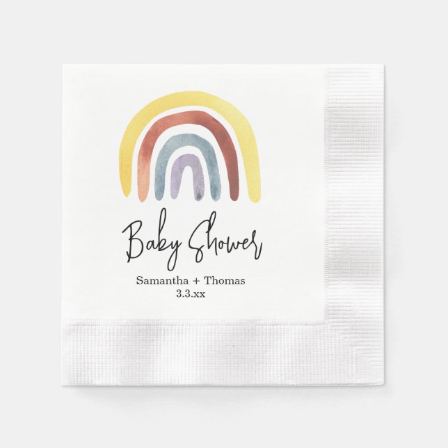 Boho-Regenbogen-Baby-Party Serviette (Vorderseite)