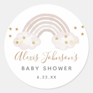 Boho-Regenbogen-Baby-Shower-Aufkleber Runder Aufkleber