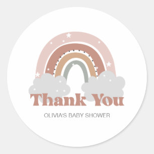 Boho-Regenbogen-Baby-Shower-Dankeschön Runder Aufkleber