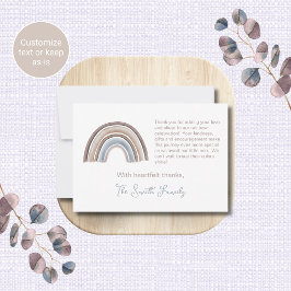 Boho-Regenbogen-Baby-Shower-Dankeskarten Mitteilungskarte