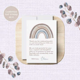 Boho-Regenbogen-Baby-Shower-Dankeskarten Mitteilungskarte