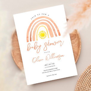 Boho-Regenbogen-Baby-Shower Einladung