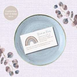 Boho-Regenbogen-Baby-Shower-Einschlusskarten Büche Begleitkarte