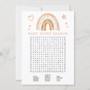 Boho-Regenbogen-Baby-Shower-Wortsuchspiel Einladung
