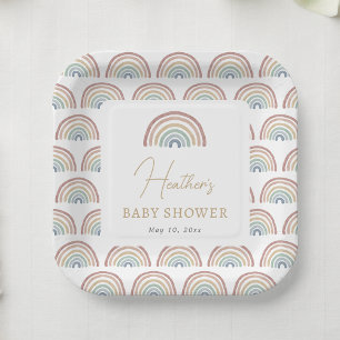 Boho-Regenbogen-Babyparty Pappteller