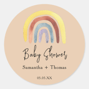Boho-Regenbogen-Babyparty Runder Aufkleber