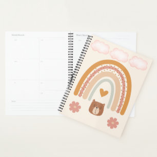 Boho Regenbogen & Bär Kinderzimmer Kunst Neutral Planer