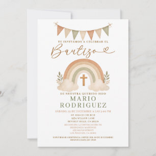Boho-Regenbogen-Bautizo-Einladung Spanisch Einladung