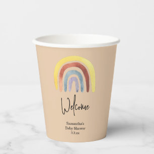 Boho Regenbogen Begrüßung mit Babydusche Pappbecher