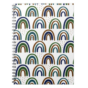 Boho Regenbögen Blau Grün und Braun Notizblock