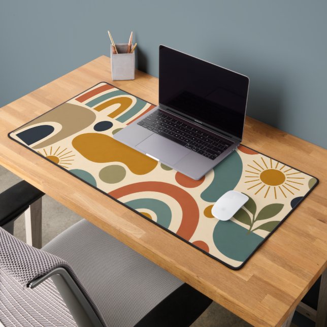 Boho-Regenbogen & Botanisches Nahtloses Muster Schreibtischunterlage (Büro 2)