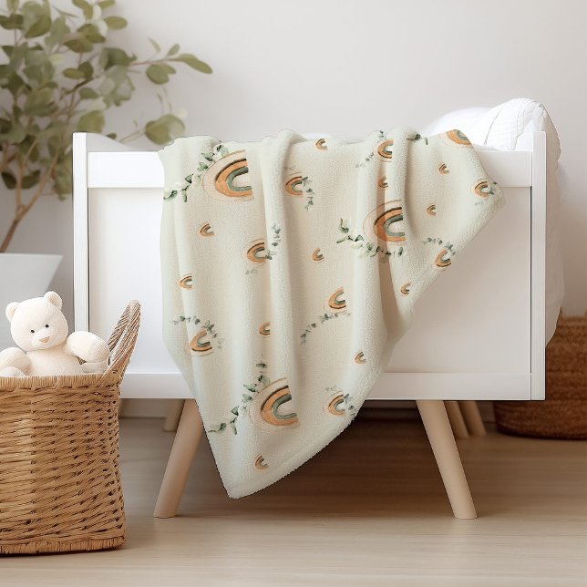Boho Regenbogen Eukalyptus Kinderzimmer Babydusche Fleecedecke (Von Creator hochgeladen)