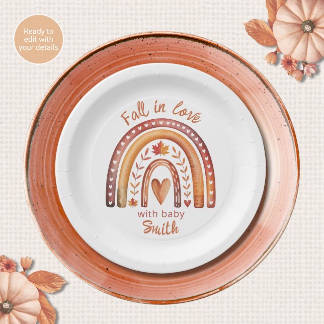 Boho-Regenbogen-„Fall in Love“-Baby-Party-Teller a Pappteller (Von Creator hochgeladen)