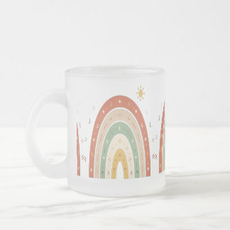 Boho-Regenbogen-Frosted-Glas-Kaffeetasse oder süße Mattglastasse