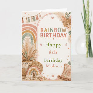 Boho-Regenbogen-Geburtstagsfeier Karte