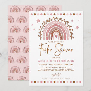 Boho Regenbogen   Gedämpfte rosa Terrakotta-Foster Einladung