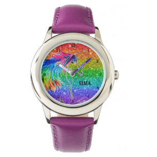 Boho Regenbogen Glitter Süße Mädchen Einhorn Kinde Armbanduhr