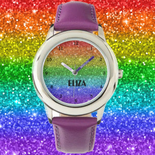 Boho Regenbogen Glitter Süße Mädchen Rosa Kinder Armbanduhr