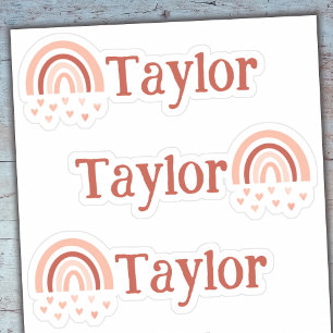Boho Regenbogen-Herzen Name Vinyl-Aufkleber - Set  Aufkleber