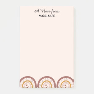 Boho-Regenbogen-Herzen Personalisierte Lehrer-Post Post-it Klebezettel