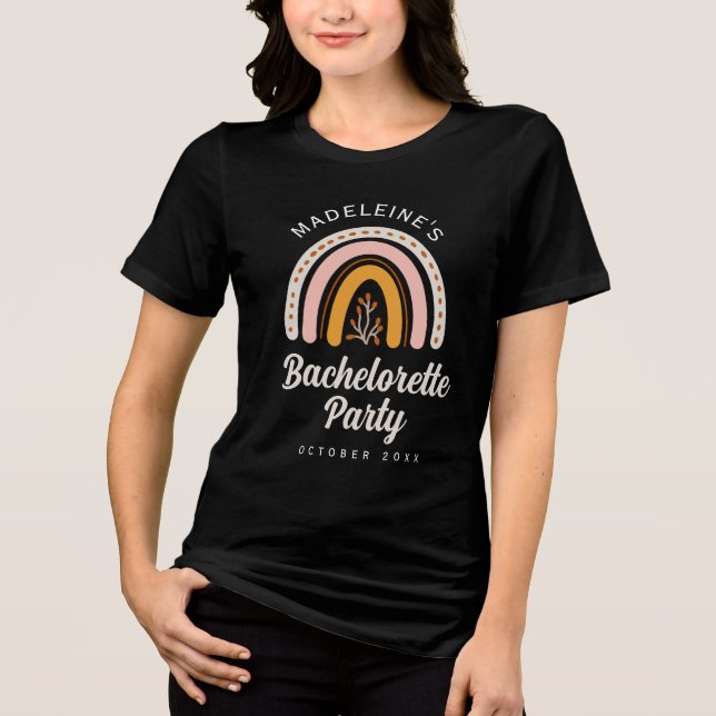 Boho Regenbogen-Junggeselinnen-Abschied Tri-Blend Shirt (Vorderseite)