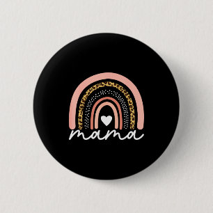 Boho Regenbogen Mama Leopard Muttertag Niedliche M Button