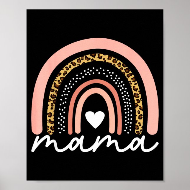 Boho Regenbogen Mama Leopard Muttertag Niedliche M Poster (Vorne)
