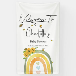 Boho-Regenbogen mit Sonnenblumen-Baby-Party Banner